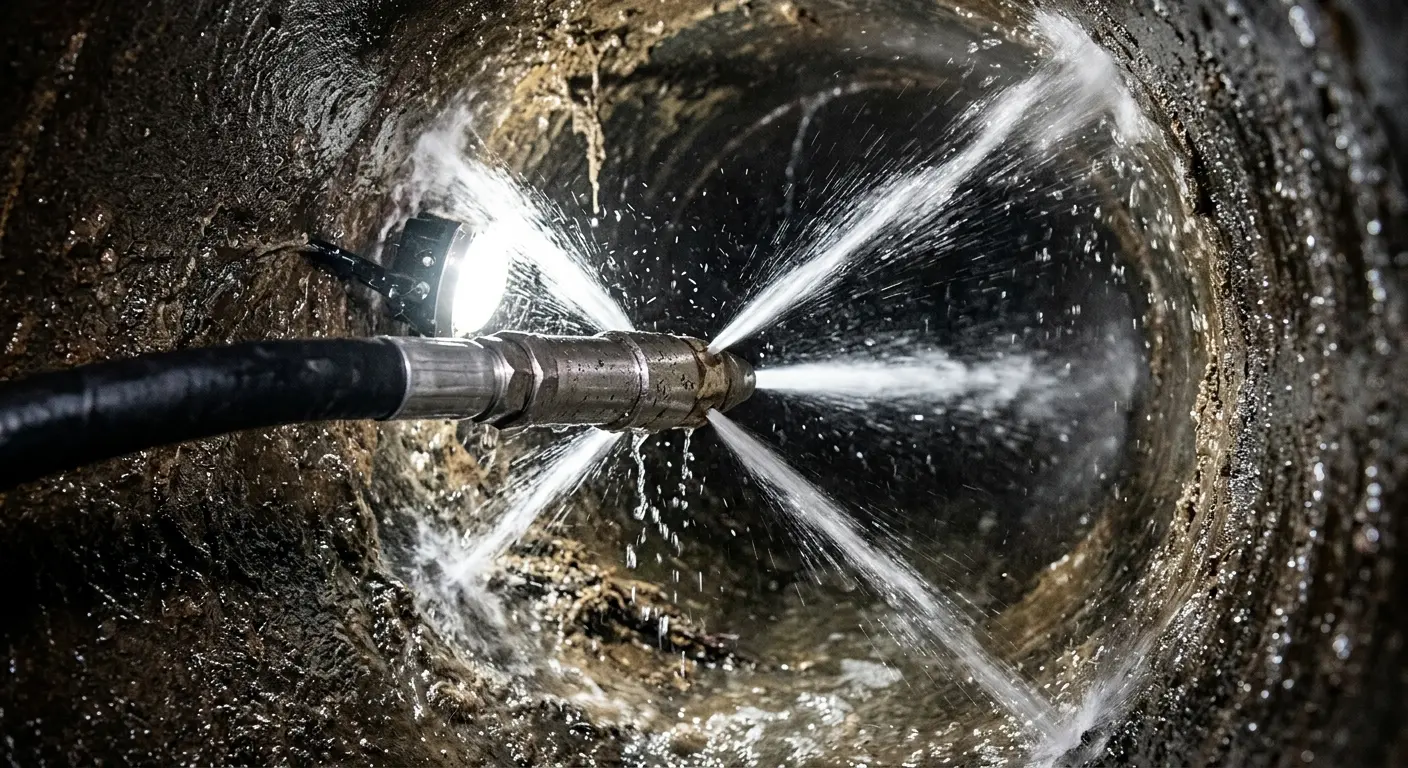 High-pressure hydro jetting nozzle cleaning sewer pipe for Sewer Line Relining in Yonkers